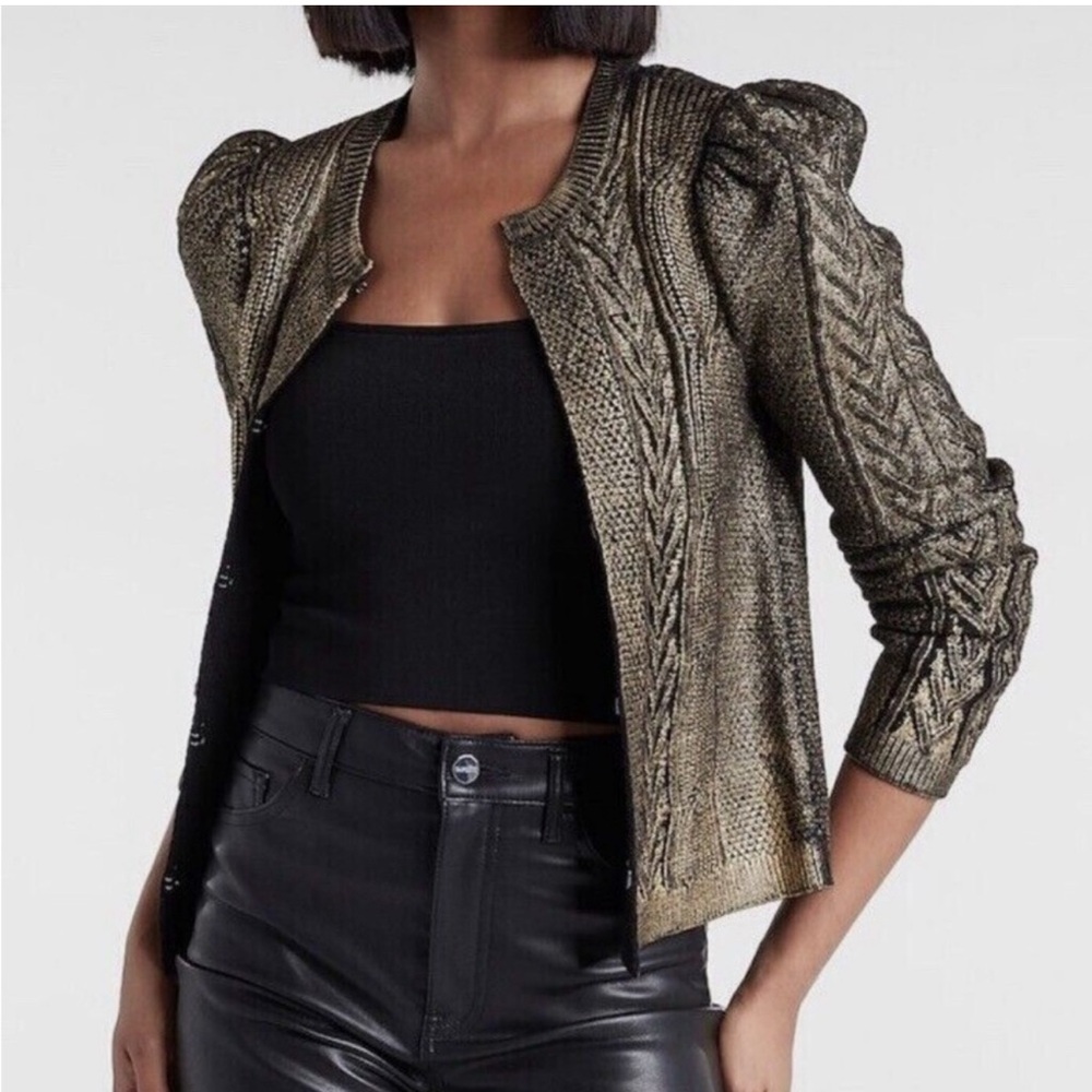 Express Metallic Gold and Black Knit Top